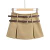Otoño 2023 falda plisada estilo preppy de doble cinturón a la moda falda diseño nicho falda de chica hot falda