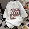 Camiseta de Manga Corta con Estampado de Letras Nuevo Verano 2025 para Mujer en Blanco y Gris, Top Casual Resistente de Corte Holgado para Pareja