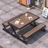 Juego Integrado de Mesa y Sillas para Exteriores para Plaza Comercial, Mesa y Sillas de Ocio para Patio, Parque al Aire Libre con Protección Solar, Mesa y Sillas de Comedor de Madera Plástica