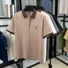 Suéter de Punto de Manga Corta para Hombre con Bordado Jacquard, Nuevo Estilo Coreano de Moda para Hombres de Mediana Edad, Verano 2026