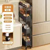 Estante de almacenamiento para cocina, multifuncional, de pie, diseño para espacios estrechos, carrito móvil, estante de almacenamiento simple de varias capas, adecuado para espacios estrechos en el baño