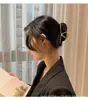 Pinza para el pelo grande de metal con perlas de celebridad de internet coreana, elegante pinza de tiburón para la parte posterior de la cabeza