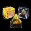 Adorno de Pirámide de Bola de Cristal Natural, Pieza de Decoración para el Hogar de Grava de Cristal Recubierta de Resina, En Caja
