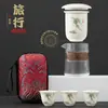 Conjunto de Chá Kung Fu de Viagem Bule de Chá de Vidro Xícara de Chá Bolsa Portátil Xícara Rápida de Cerâmica Outdoor Uma Panela Três Copos