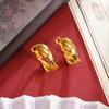 Novos Brincos Vietnamitas Estilo Chinês Ouro de Areia Luxo Leve Elegante Argola Redonda de Três Camadas Joias de Cobre Banhado a Ouro da Moda para Mulheres Personalizadas