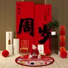 Decoración de Escena para Primer Cumpleaños Estilo Chino Tablero KT para Niñas y Niños, Pared de Fondo con Atmósfera de Cumpleaños, Suministros de Set Famosos en Internet