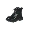 Botas Martin para niños al por mayor 2026 modelo nuevo de otoño para niñas, botines de PU de color liso, botas de cuero para niños, botas de estilo británico para niños