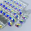Botón plano biselado K9 de alta calidad, doble agujero, para coser a mano, color blanco piedra AB iridiscente, hecho a mano, DIY, diamante de cristal, ropa, zapatos, bolsos