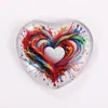 Ímã de Geladeira de Vidro de Cristal Pintura a Óleo Retro Americano Presente de Aniversário para Casal Adesivo Magnético de Vidro Coração Graffiti Colorido