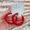 Pendientes Exagerados de Otoño e Invierno en Borgoña con un Toque de Alta Gama, Pendientes Retro Versátiles y Elegantes Estilo Hong Kong, Pendientes de Aro con Cierre de Plata para Mujer