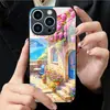 Aplicable a Funda de Vidrio Templado para Apple 18PRO 17PROMAX Cubierta Protectora Calle Romántica iPhone16 Flores 17E