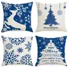 Funda de almohada navideña más vendida transfronteriza con estampado festivo de Papá Noel, funda de almohada para decoración del hogar, venta al por mayor directa del fabricante