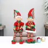 Decorações de Natal Boneco Elfo de Pernas Longas Tecido Vermelho e Verde Boneco Elfo Palhaço Masculino e Feminino Estátua Enfeites