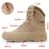 Proveedores de fabricantes Suministro de Zapatos Botas de Montañismo de Caña Alta para Hombre Primavera y Otoño Botas de Combate para Exteriores Botas Tácticas Impermeables Antideslizantes Zapatos para Hombre