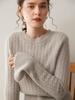 Suéter de Cachemira de Cuello Redondo con Trenzado de Doble Hebra para Mujer 25 Otoño e Invierno Nuevo Suéter Holgado de Punto para Fondo Suéter de Punto con Abertura a la Moda
