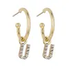 Pendientes de 26 letras inglesas europeos y americanos para mujer Cen fan accesorios de moda diamante personalizado aguja de plata 925 joyería para orejas