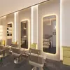 Espejo de salón de peluquería espejo de barbería estación de peluquería celebridad de internet con luz de pared estilo nuevo espejo de corte de pelo de pared