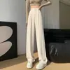 Pantalones Anchos Off-White para Mujer, Nuevos de Primavera y Otoño, de Cintura Alta, Caídos, Casuales, Holgados, Largos hasta el Suelo, de Pierna Recta Estrecha, Pantalones de Traje
