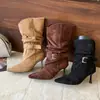 Botines de Tacón Alto Aguja Puntiagudos de Estilo Coreano Populares Nuevos Otoño/Invierno 2026 para Mujer con Hebilla de Cinturón Efecto Adelgazante