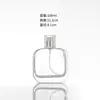 Botella de Vidrio Cuadrada Plana para Perfume, Botella de Spray Transparente Tipo Prensa, Venta al por Mayor del Fabricante, Botella de Muestra Cosmética, Botella Vacía, en Stock