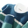 Nuevo suéter de cachemira con cuello redondo, bloques de color y mangas raglán, engrosado, juvenil, moderno, casual, corte holgado, adelgazante, tejido de lana