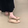 Mocassins Patchwork de Salto Baixo para Mulheres, Novo Lançamento Outono 2024 Estilo Francês Slip-On Baixos com Salto Grosso, Confortáveis de Salto Baixo