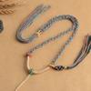 Estilo étnico fio de algodão esfregado à mão algodão e linho tricô à mão cordão de pescoço pingente de borla cordão pingente estilo cera de abelha Xizang com cordão