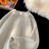 Suéter de Cuello Redondo con Textura Estilo Americano para Hombre Moda de Primavera y Otoño Marca Casual Holgado Estilo Perezoso Cachorros Guapo Cuadros Tejido Manga Larga