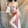 Lingerie Sexy Feminina Estilo República da China Conjunto Sexy Retrô Hanfu Tentação Transparente Faixa de Barriga Clássica Conjunto de Pijama Feminino