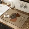 Mantel de Lino Transfronterizo Especial para Encimera de Cocina Duradero Alfombrilla de Secado para Lavar Platos Escritorio de Fregadero Impermeable Almohadilla Suave para Tazones y Platos