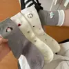 Meias femininas de jacquard de cachorrinho de desenho animado para outono, até a panturrilha, meias de algodão fofas estilo coreano com estrelas e corações, meias de estudante largas no atacado