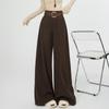Pantalones de Traje de Lana de Otoño para Mujer, de Cintura Alta, Adelgazantes, Pierna Recta, Pantalones Anchos Sueltos, Versátiles, Caída Suelta, Pantalones Casuales de Longitud Hasta el Suelo