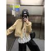 Jaqueta Bomber Cáqui Curta de Primavera e Outono 2025 Americana Retrô Novo Design de Jaqueta Casual Top Solto Feminino