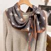 Bufanda Larga de Imitación Seda y Lana de Doble Cara y Doble Capa con Borde Biselado para Mujer, Primavera, Otoño e Invierno, con Correa Ancha, Bufanda Versátil