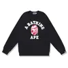 Marca de moda transfronteriza de comercio exterior BAPE sudadera con capucha de punto para hombre, otoño e invierno, manga larga, estampado de letras, holgada, cuello redondo