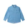 Yidao Vintage 2026 Otoño Nuevo Estilo Japonés de Ropa de Trabajo para Hombre Manga Larga Holgada Casual Cuello Campana Camisa de Mezclilla