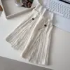 Cubiertas de calcetín de punto gruesas, cálidas, estilo coreano para otoño e invierno para mujer, con un diseño único de cordón, un estilo retro universitario y un efecto adelgazante en las pantorrillas, creando un look de calcetín largo y con volantes