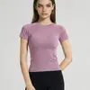 Camiseta feminina de manga curta para fitness, estilo esportivo, secagem rápida, top justo para Pilates e yoga, camiseta de yoga para fitness, secagem rápida