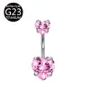E-Commerce Transfronterizo Nuevo Modelo G23 Anillo para Ombligo de Circonita con Forma de Corazón Redondo F136 Anillo para Ombligo de Titanio Stud para Ombligo