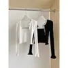 Conjunto de Dos Piezas de Cardigan de Punto Calado de Encaje de Color Contrastante y Camisola Nueva Colección de Primavera para Mujer, Comercio Exterior Transfronterizo