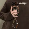 Pulsera de Niña con Estampado de Leopardo Adecuada para Funda de Teléfono Apple 17pm iPhone 15 Caricatura Linda 16 Silicona 18 Otoño Invierno 14