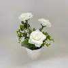 Planta Artificial de Rosa em Vaso 3 Rosas Sala de Estar Decoração de Casa Flor Artificial Planta Artificial em Vaso Presente Enfeites Decorativos