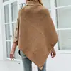 Capa tipo chal tejido de punto estilo europeo y americano, color liso, cuello alto, otoño/invierno 2025, elegante prenda exterior para commute, manga de tres cuartos