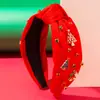Diadema He Ming Estilo Nuevo Europeo y Americano Color Sólido Pedrería Campana Árbol de Navidad Accesorios de Aleación Borde Ancho Nudo Diadema Navideña