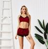 2026 Nuevo Estilo Lencería Sexy Europea y Americana Transfronteriza Camisola con Ribete de Encaje para Mujer Conjunto de Tres Piezas de Sujetador y Bragas Ropa para el Hogar