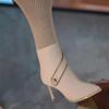 Botas Elásticas Ajustadas sin Cordones para Mujer, Otoño e Invierno 2026, Cremallera Hebilla Metálica Punta Fina Botas de Montar de Tacón Alto
