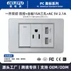 Carregamento Rápido de 20W Padrão dos EUA Painel de Interruptores Padrão dos EUA com Fonte de Alimentação de Parede USB Doméstico Cinza Painel dos EUA Ecológico