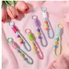 Cordão para Celular Cor Dopamina Curto Trançado Anel de Dedo Cordão Chaveiro Pingente de Bolsa Ornamento para Mulheres