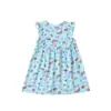 26 Moda Europea y Americana de Verano Nuevos Vestidos para Niñas Encaje de Dibujos Animados Vestidos Infantiles Vestidos de Princesa Vestidos Infantiles de Cuello Redondo