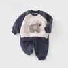 Conjunto de Sudadera con Capucha de Forro Polar para Bebés Niños 2026 Otoño Nueva Llegada Conjunto Separado de Dos Piezas de Forro Polar de Manga Larga para Bebés